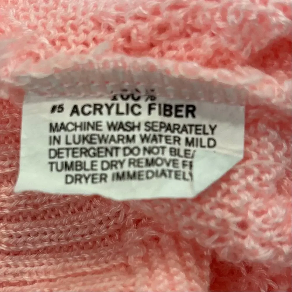 VTG Pink Textured Knit Sweater Style Cable Knit Soft Cozy Keren, Size Small